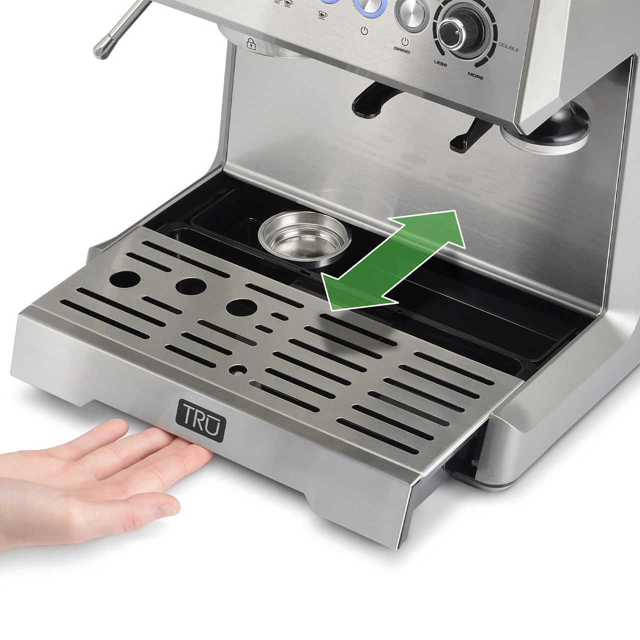 TRU All-in-One Espresso Maker with Grinder and Steam Wand Drip Tray and Storage Tray CM-7301 Select Brands