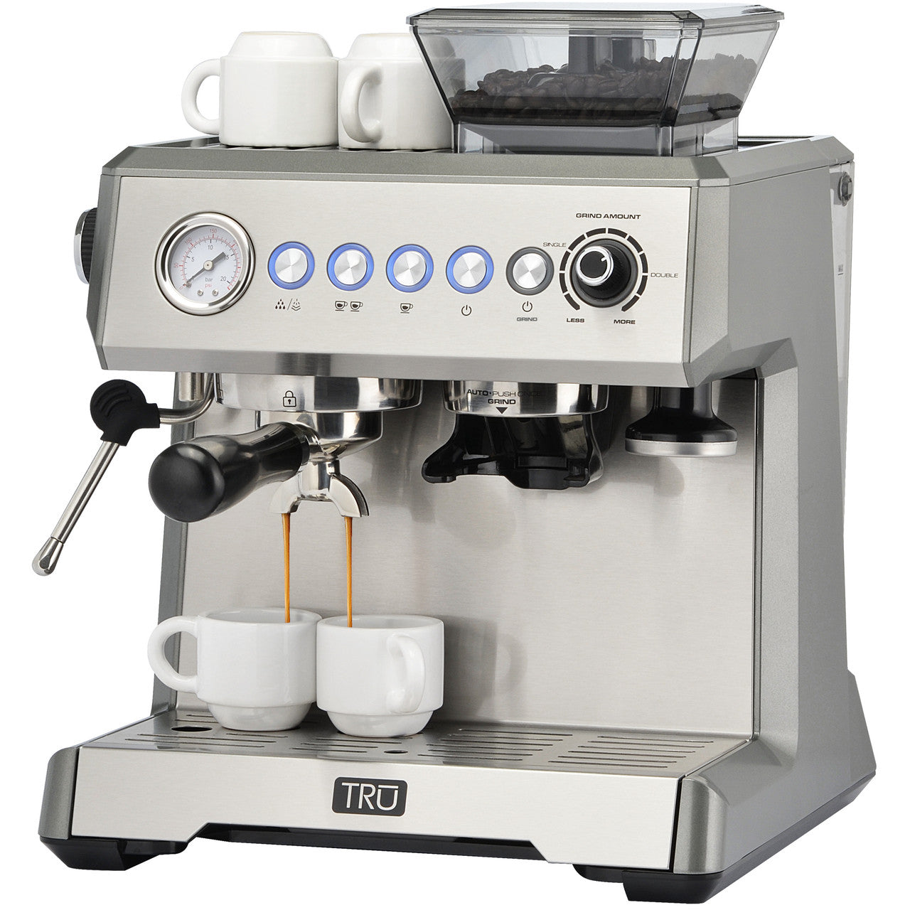 TRU All-in-One Espresso Maker with Grinder and Steam Wand CM-7301 Select Brands