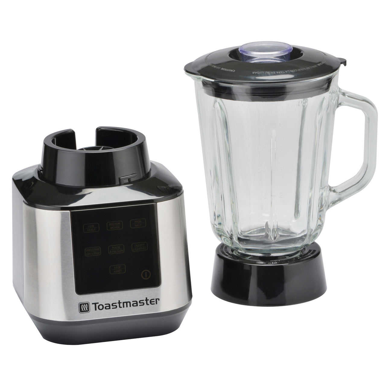 Toastmaster 500 watt blender with 48-ounce glass jar removed from blender base TM-700BLC Select Brands