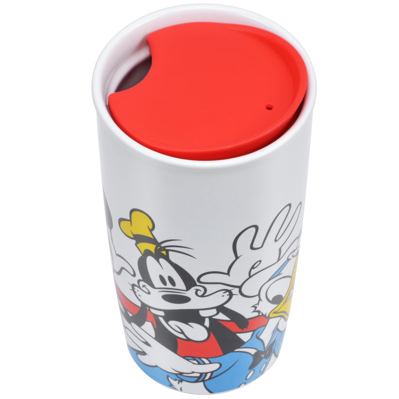 Disney Mickey and Friends 16 ounce ceramic mug with drink-through lid back view DSC-17 Select Brands