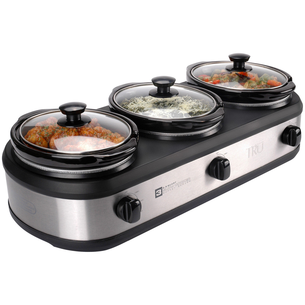 TRU Triple Slow Cooker with 3 Separate 2 Quart Inserts