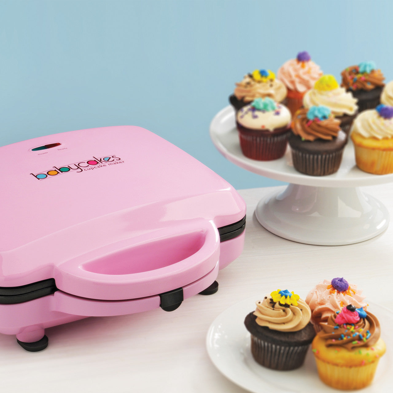 Babycakes full size 12 cupcake maker pink with decorated cupcakes CC-12 Select Brands