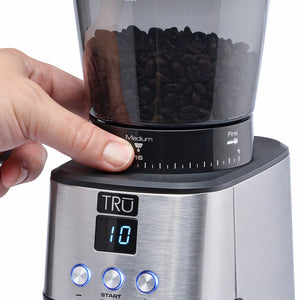 TRU Large Capacity Conical Burr Grinder Easy-Release Transparent Coffee Bean Hopper CG-015S Select Brands