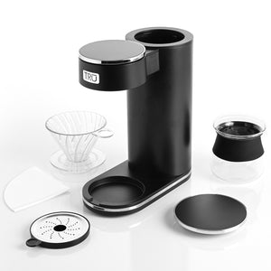 TRU Automatic Pour Over Coffee Maker with Plastic Cone Dipper, Glass Carafe, Water Tank Lid, Drip Tray and Paper Cone Filters CM-001PO Select Brands