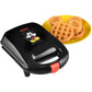 Mickey Mouse mini waffle maker black with Mickey waffles on plate DCM-9 Select Brands