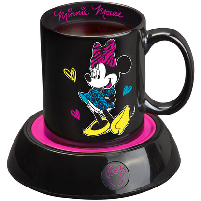 Disney Minnie Mouse Mug Warmer black and pink with 12 Ounce Ceramic Coffee Mug DMG-18 Select Brands