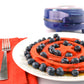 Captain America shield waffle maker lifestyle image with red waffle and berries MVA-278 Select Brands