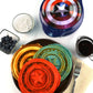 Captain America shield waffle maker lifestyle image with colorful waffles MVA-278 Select Brands