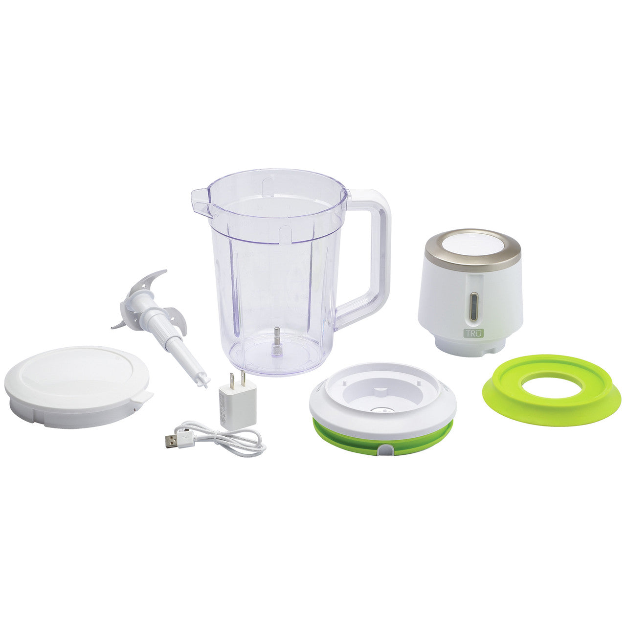 TRU Cordless Rechargeable 2 Speed Party Blender, Blending Pitcher, Stainless Blade, Pitcher Lid, Motor Housing, Non-Skid Trivet, Charging Cord and Adapter RC-100PB Select Brands