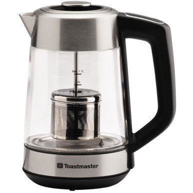 1.7-Liter Electric Glass Kettle with Color Changing LED Indicators and Stainless Tea Infuser