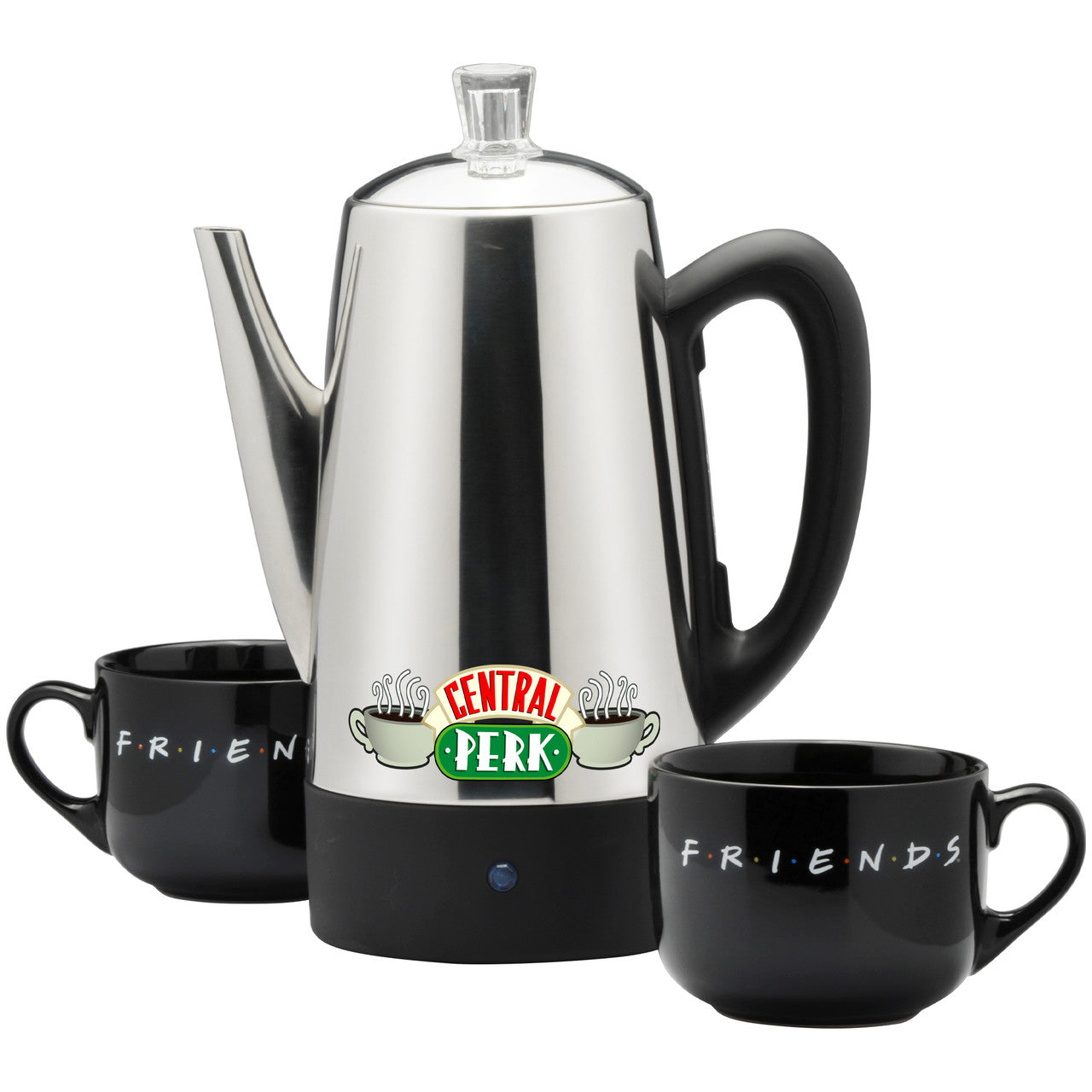 Friends 12-Cup Stainless Steel Electric Percolator with 2 ceramic mugs WBF-12 Select Brands